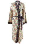Powell Craftin Green Framed Small Floral Block Print kimono-aamutakki valkoisella taustalla.