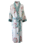 Blue & Pink Floral Block Print naisten kimono aamutakki Puuvillavaatteet Powell Craft