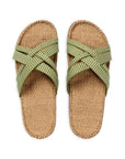 Naisten Green Leaves Sandaalit Shangies ylhäältä päin kuvattuna.