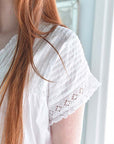 Naisten valkoinen shortsi + paita pyjamasetti - Anna Puuvillavaatteet Powell Craft
