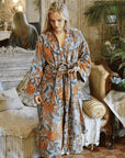 Velvet Grey, Colar & Mustard Floral naisten kimono aamutakki Puuvillavaatteet Powell Craft
