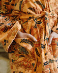 Velvet Orange, Blue & Yellow Floral naisten kimono aamutakki Puuvillavaatteet Powell Craft
