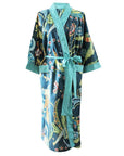 Blue Floral Exotic Bird naisten kimono aamutakki Puuvillavaatteet Powell Craft