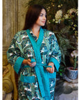 Green Leaf naisten kimono aamutakki Puuvillavaatteet Powell Craft