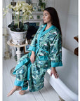 Green Leaf naisten kimono aamutakki Puuvillavaatteet Powell Craft