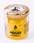 Havuka Mesiangervo-kuusenpihkavoide 40ml lasipurkissa, jossa metallinen kierrekorkki.