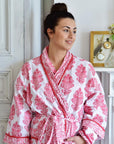 Pink Paisley naisten kimono aamutakki Puuvillavaatteet Powell Craft