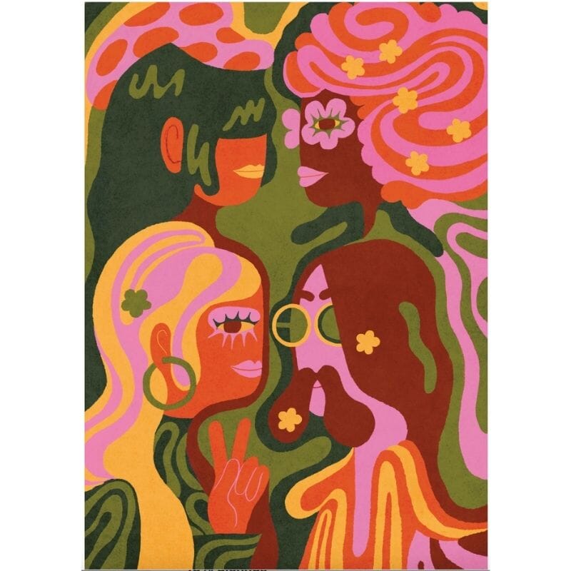 Hippies postikortti Postikortit Kehvola Design 