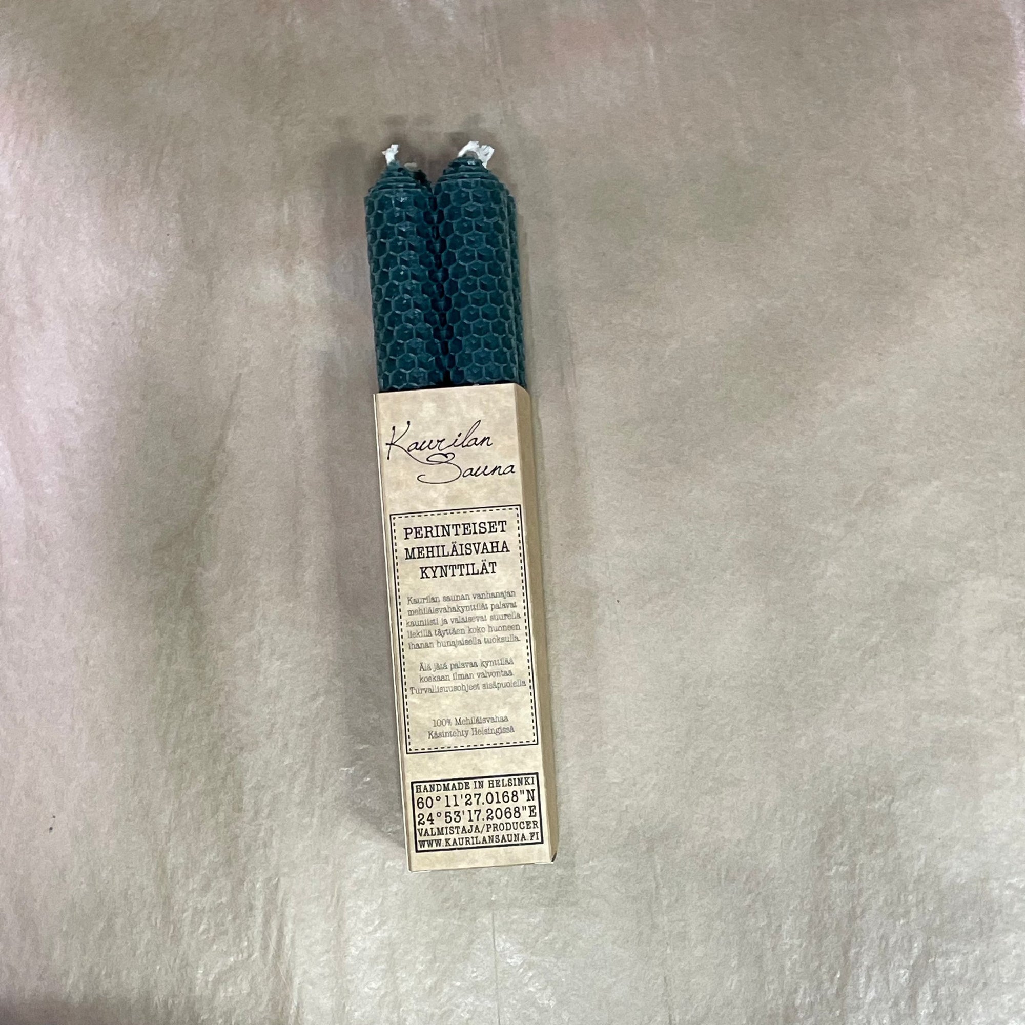 Mehiläisvahakynttilät - Metsänvihreä 4kpl Kynttilät Kaurilan Sauna 