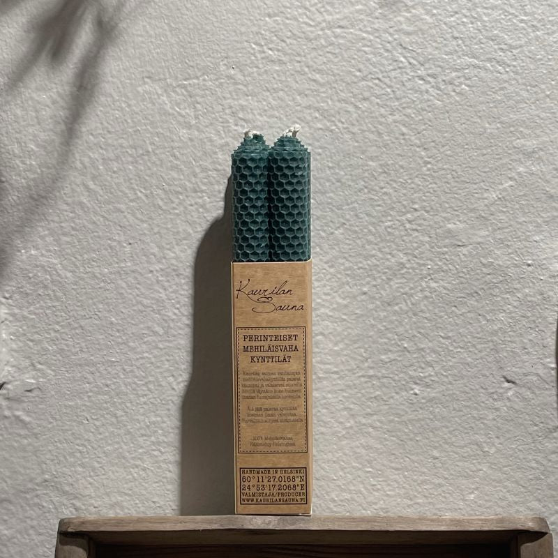 Mehiläisvahakynttilät - Metsänvihreä 4kpl Kynttilät Kaurilan Sauna 