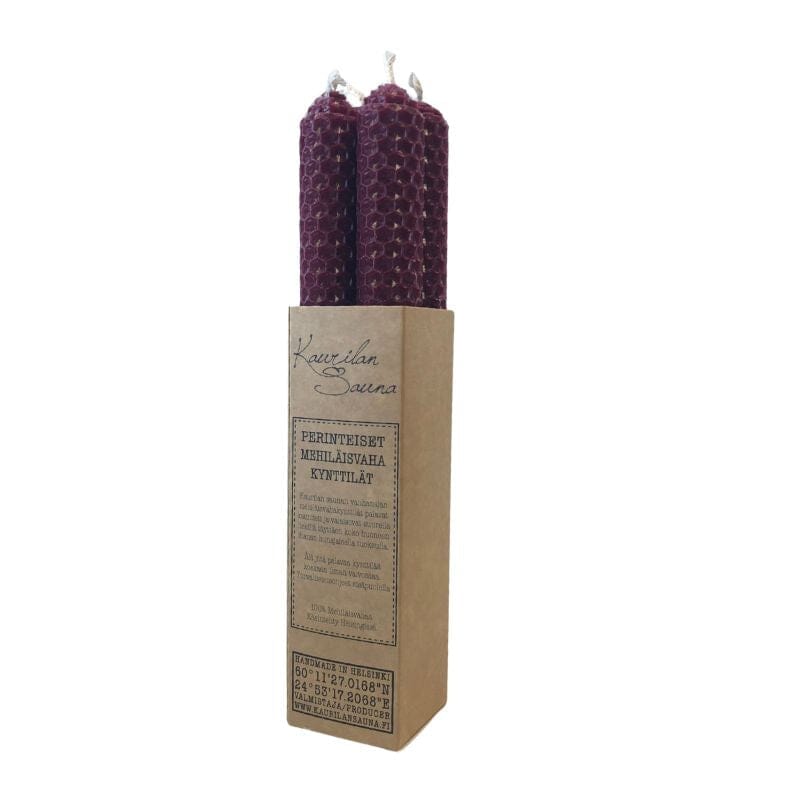 Mehiläisvahakynttilät - violetti 4 kpl Kynttilät Kaurilan Sauna 