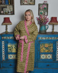 Lime Green & Pink naisten kimono aamutakki