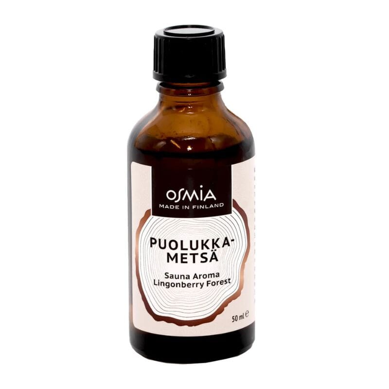 Osmia Puolukkametsä-löylytuoksu 50 ml ruskeassa lasipullossa.