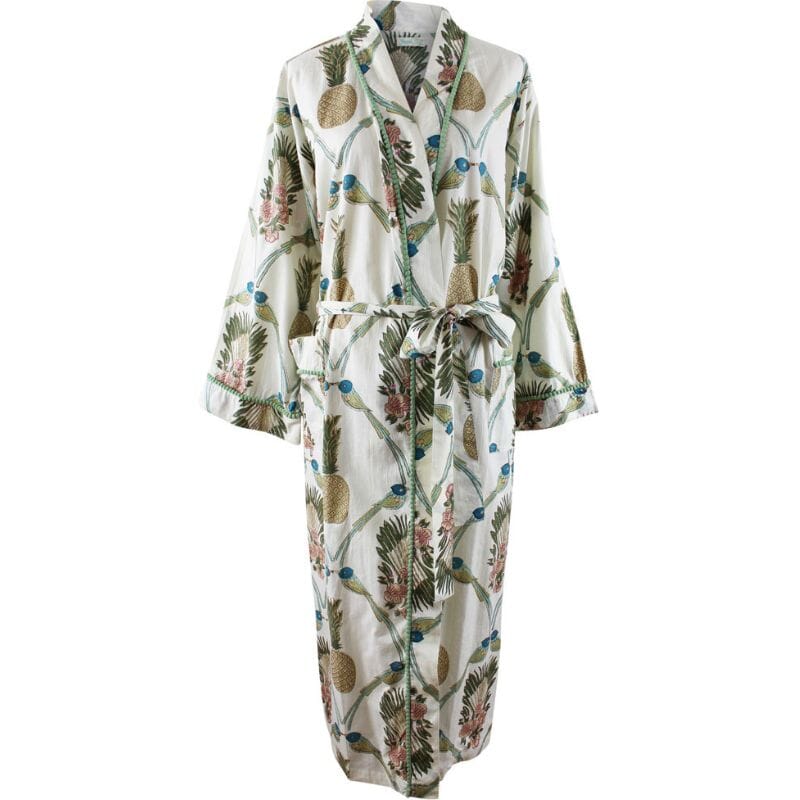 TARKISTA HINTA Bluebird & Pineapple Print kimono aamutakki Puuvillavaatteet Powell Craft 