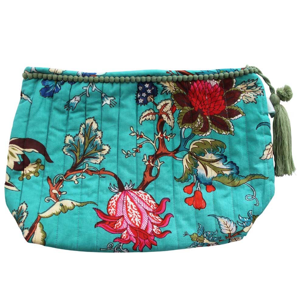 Toilettilaukku - Teal Exotic Flower Print Laukut Powell Craft 