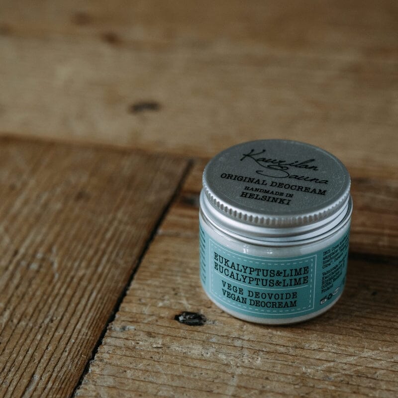 Tontun Saunasetti Ⅲ - Lahjapakettiin kuuluva Kaurilan Saunan Vegaaninen Eukalyptus & lime -deovoide.