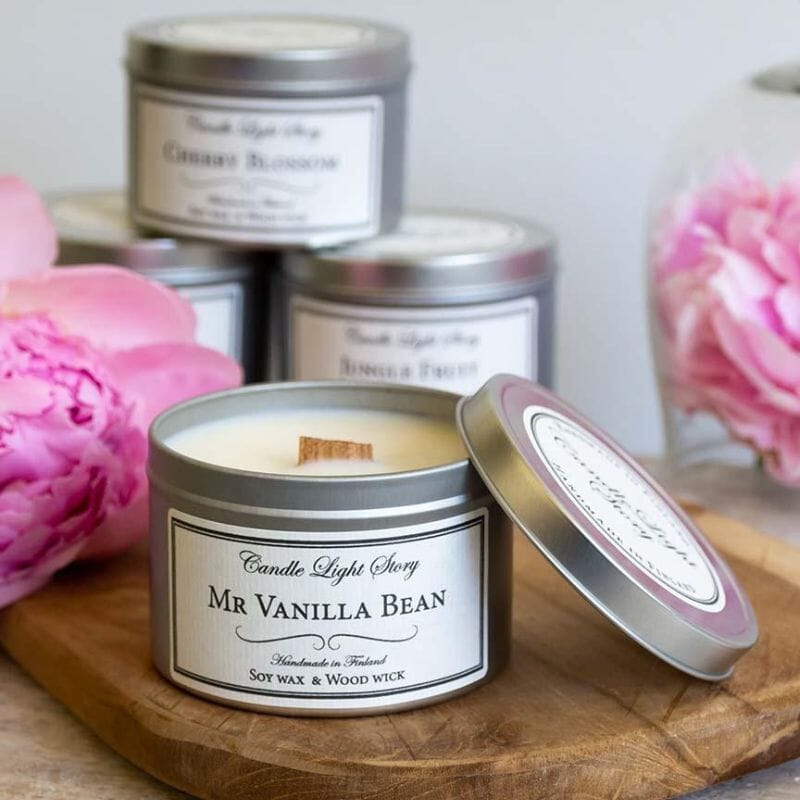 Tuoksukynttilä puusydämellä - Mr Vanilla Bean Tuoksukynttilä Candle Light Story 