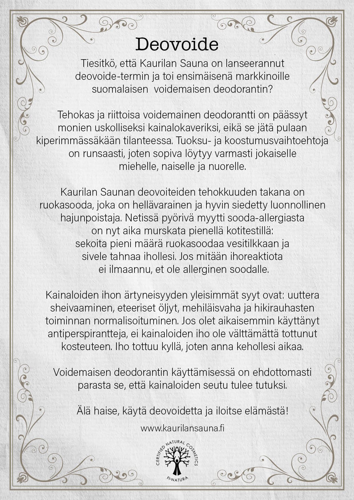 Tuotekortti - Deovoide - 6 kpl Mainosmateriaalit Kaurilan Sauna 