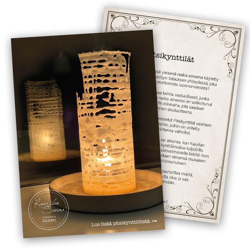 Tuotekortti - Pitsikynttilä - 6 kpl Mainosmateriaalit Kaurilan Sauna 