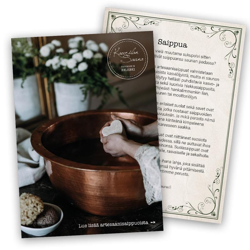 Tuotekortti - Saippua - 6 kpl Mainosmateriaalit Kaurilan Sauna 