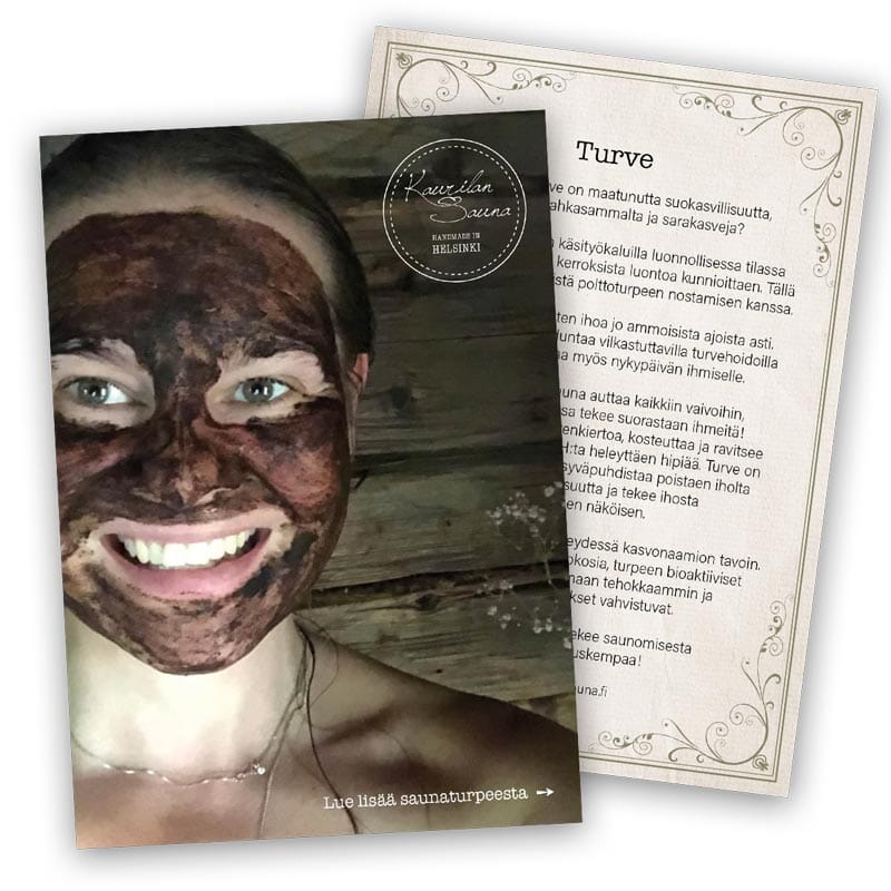 Tuotekortti - Turve - 6 kpl Mainosmateriaalit Kaurilan Sauna 