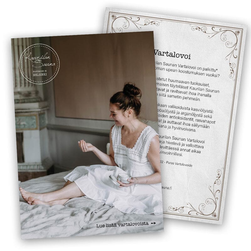 Tuotekortti - Vartalovoi - 6 kpl Mainosmateriaalit Kaurilan Sauna 