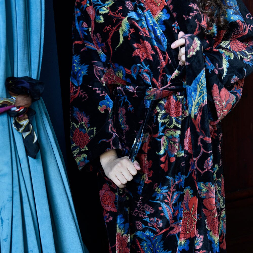 Velvet Burnt Orange Print naisten kimono aamutakki Puuvillavaatteet Powell Craft 