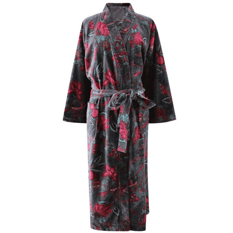 Velvet Grey Fruit Bird naisten kimono aamutakki Puuvillavaatteet Powell Craft 