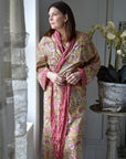 Yellow & Pink Carnation Print Dressing Gown Puuvillavaatteet Powell Craft 