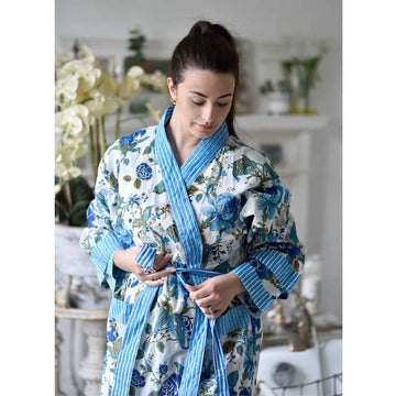 Blue Rose naisten kimono aamutakki Puuvillavaatteet Powell Craft 