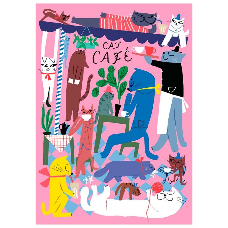 Cat Cafe postikortti Postikortit Kehvola Design 