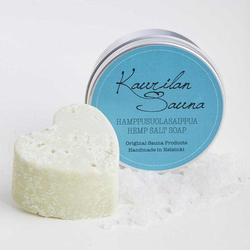 Hamppusuolasaippua 120 g Metalli- tai Pahvirasia - OUTLET Soap Kaurilan Sauna metallirasia 