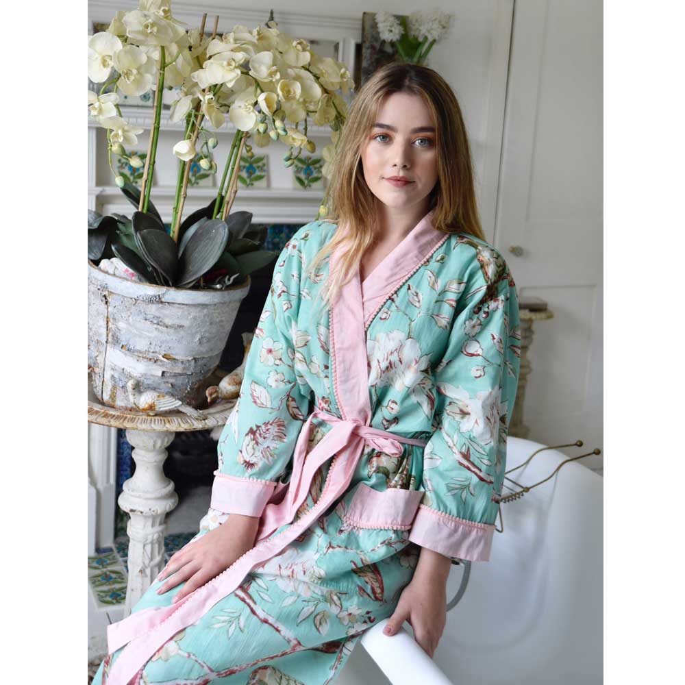 Mint Blossom naisten kimono aamutakki Puuvillavaatteet Powell Craft 