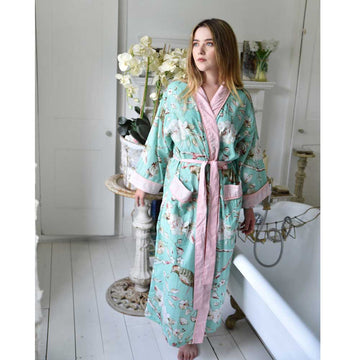 Mint Blossom naisten kimono aamutakki Puuvillavaatteet Powell Craft 