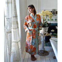 Orange Paisley naisten kimono aamutakki Puuvillavaatteet Powell Craft 