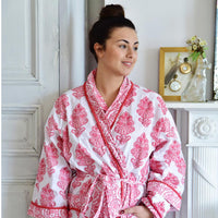 Pink Paisley naisten kimono aamutakki Puuvillavaatteet Powell Craft 