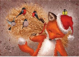 Postikortti - Kettu ja Linnut Postikortit Katja Saario 