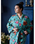 Teal Exotic naisten kimono aamutakki Puuvillavaatteet Powell Craft 