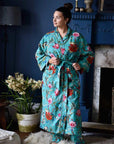 Teal Exotic naisten kimono aamutakki Puuvillavaatteet Powell Craft 