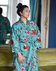 Teal Exotic naisten kimono aamutakki Puuvillavaatteet Powell Craft 