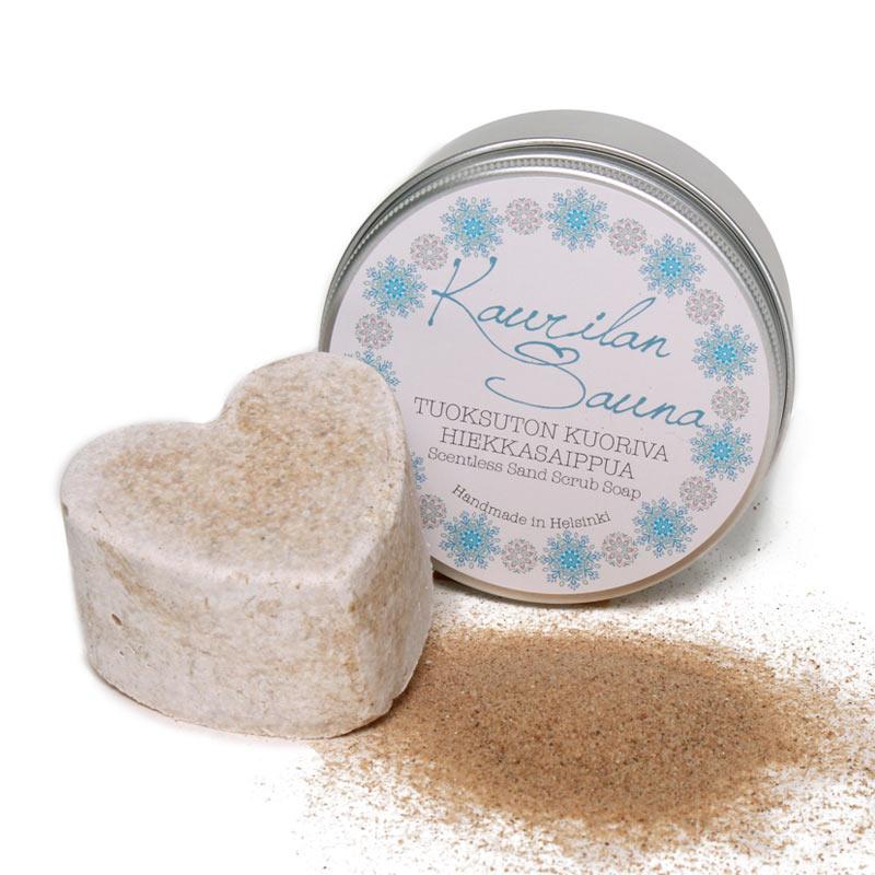 Tuoksuton Kuoriva Hiekkasaippua 110 g METALLI- TAI PAHVIRASIASSA - OUTLET Kosmetiikka Kaurilan Sauna Metallirasia 